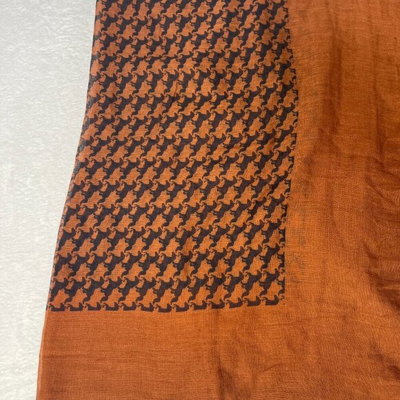 Horse Houndstooth Large Wool Scarf Sheer Layering Lagenlook Fall Brown HorseGirl - Picture 6 of 9